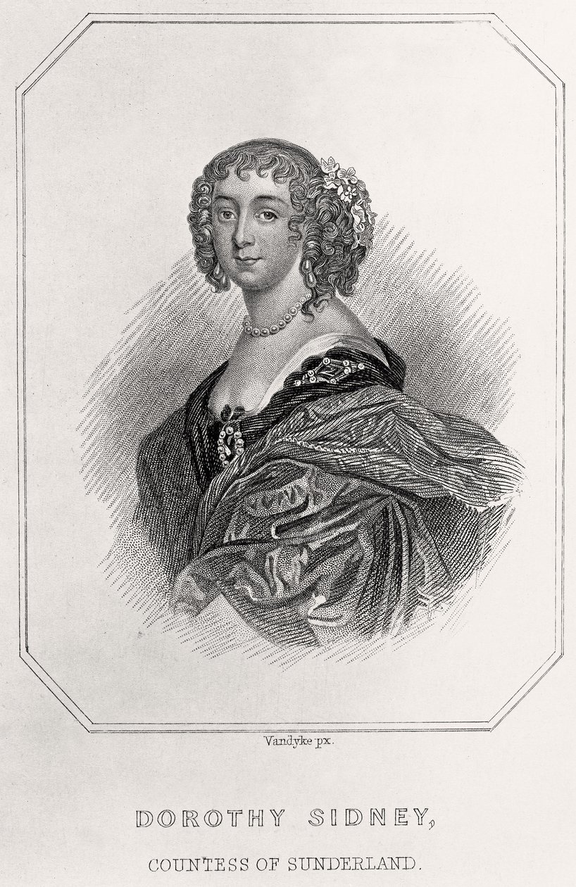 Portrett av Dorothy Sidney, grevinne av Sunderland, 1835 av English School