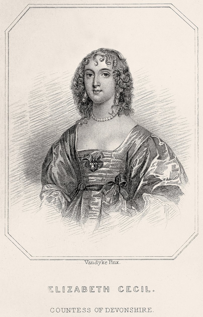 Portrett av Elizabeth Cecil, grevinne av Devonshire, 1835 av English School