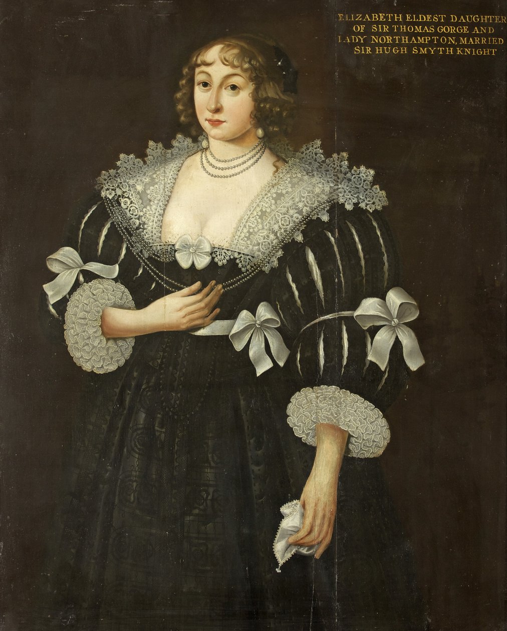Portrett av Elizabeth Gorges (olje på panel) av English School