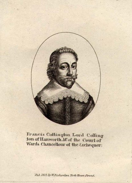 Portrett av Francis Cottington, baron Cottington (ca. 1578-1652) pub. 1812 (gravering) av English School