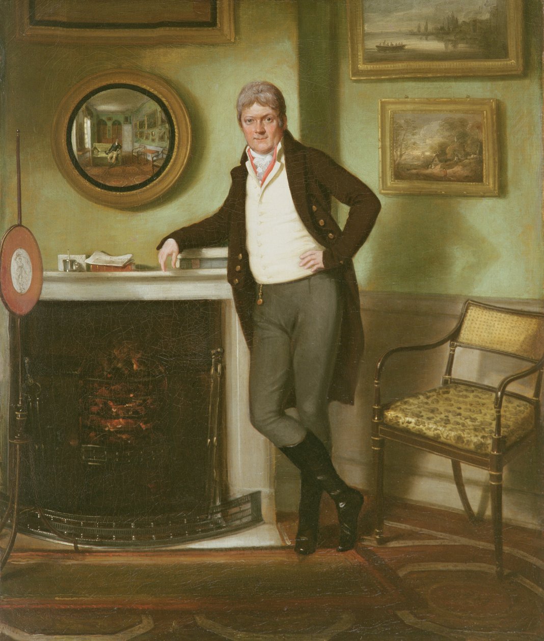 Portrett av George Henckell i hans studie, ca. 1800 av English School