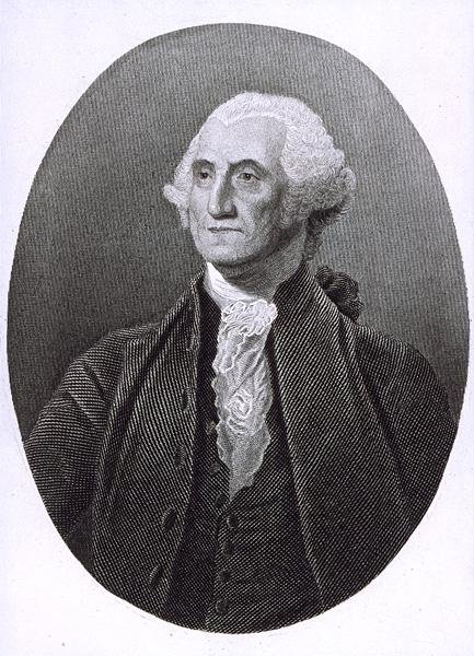 Portrett av George Washington (1732-1799) (gravering) av English School