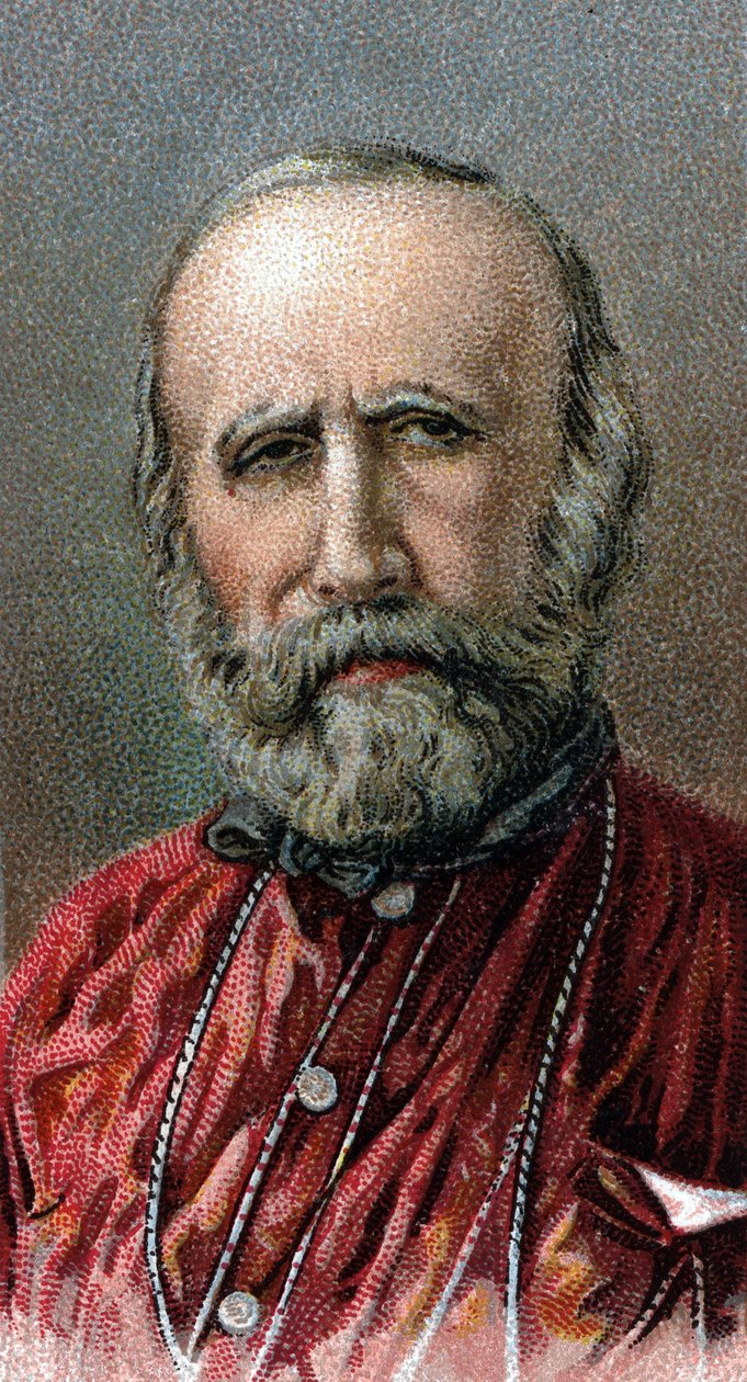 Portrett av Giuseppe Garibaldi (1807-1882) - Fra serien "" Leaders of Men"" - Chromolithography - English School, 20. århundre - av English School