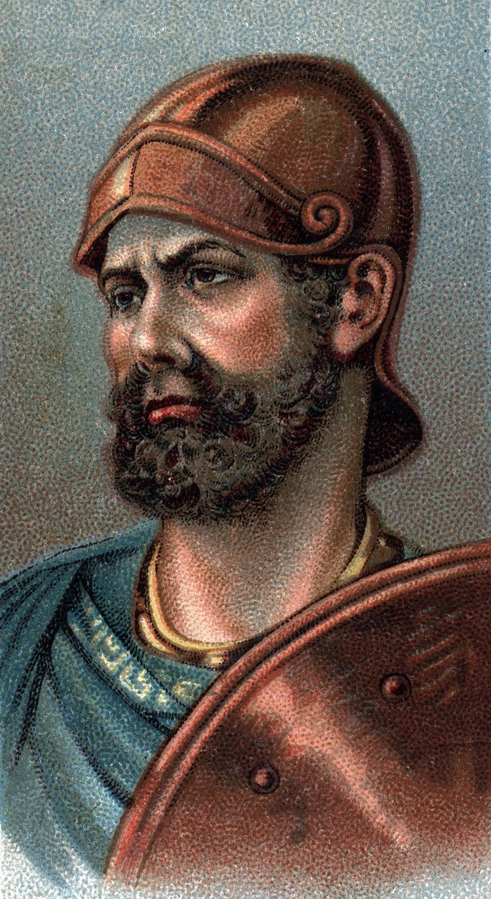 Portrett av Hannibal Barca - Portrett av Hannibal eller Annibal Barca (ca. 247-183 f.Kr.), general og karthaginsk statsmann - Fra serien "" Leaders of Men"" - Chromolithography - English School, 20. århundre - av English School