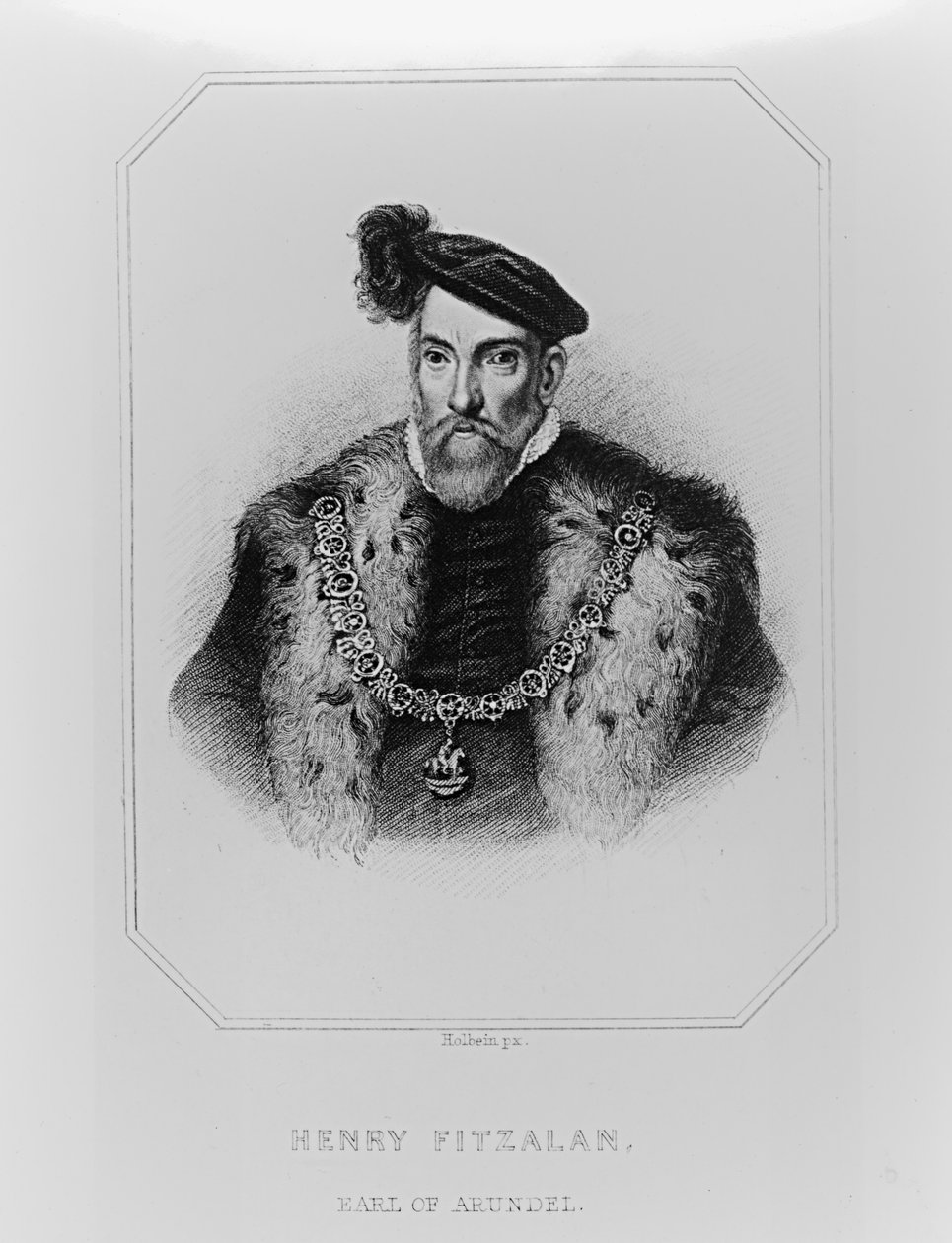 Portrett av Henry Fitzalan, 12. jarl av Arundel (ca. 1512-1580) fra 'Lodge's British Portraits', 1823 av English School