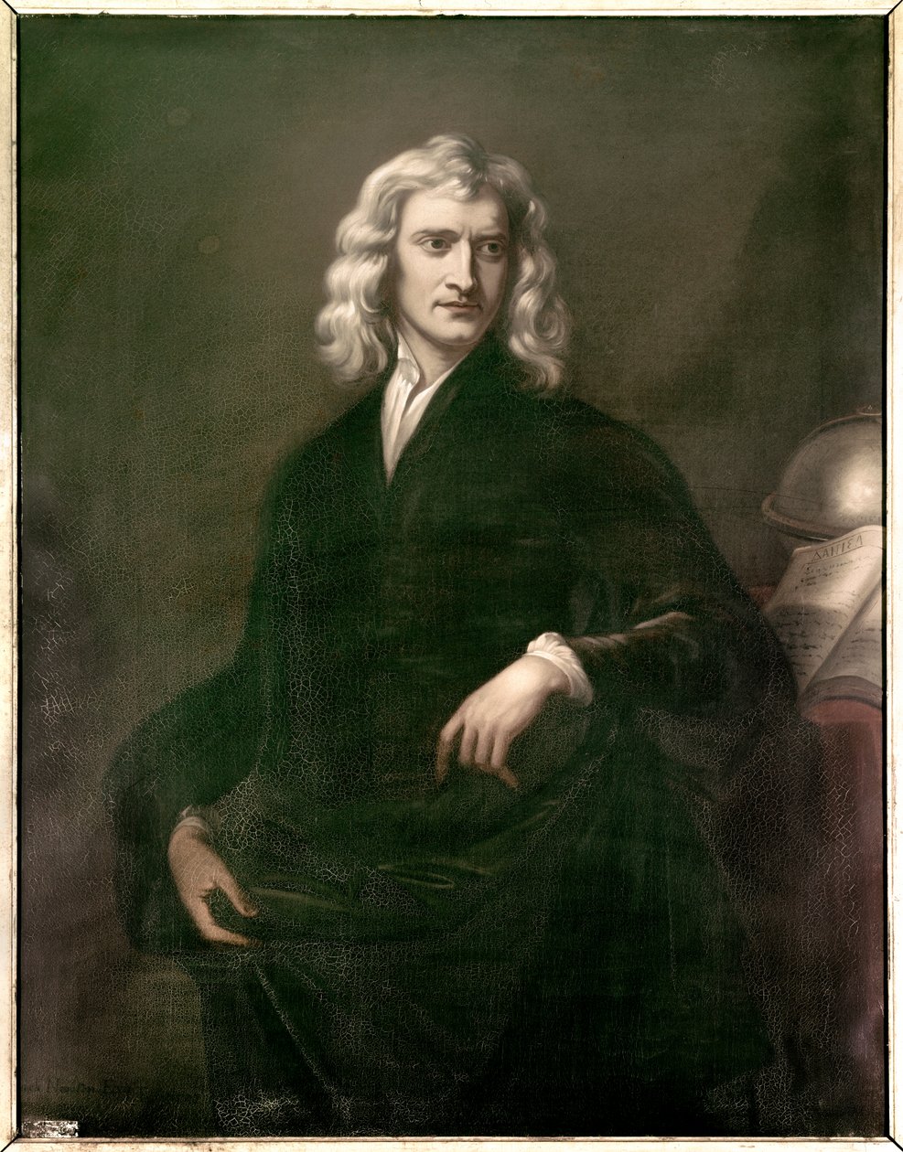 Portrett av Isaac Newton (1642 - 1727), filosof og matematiker. Anonymt engelsk maleri av English School
