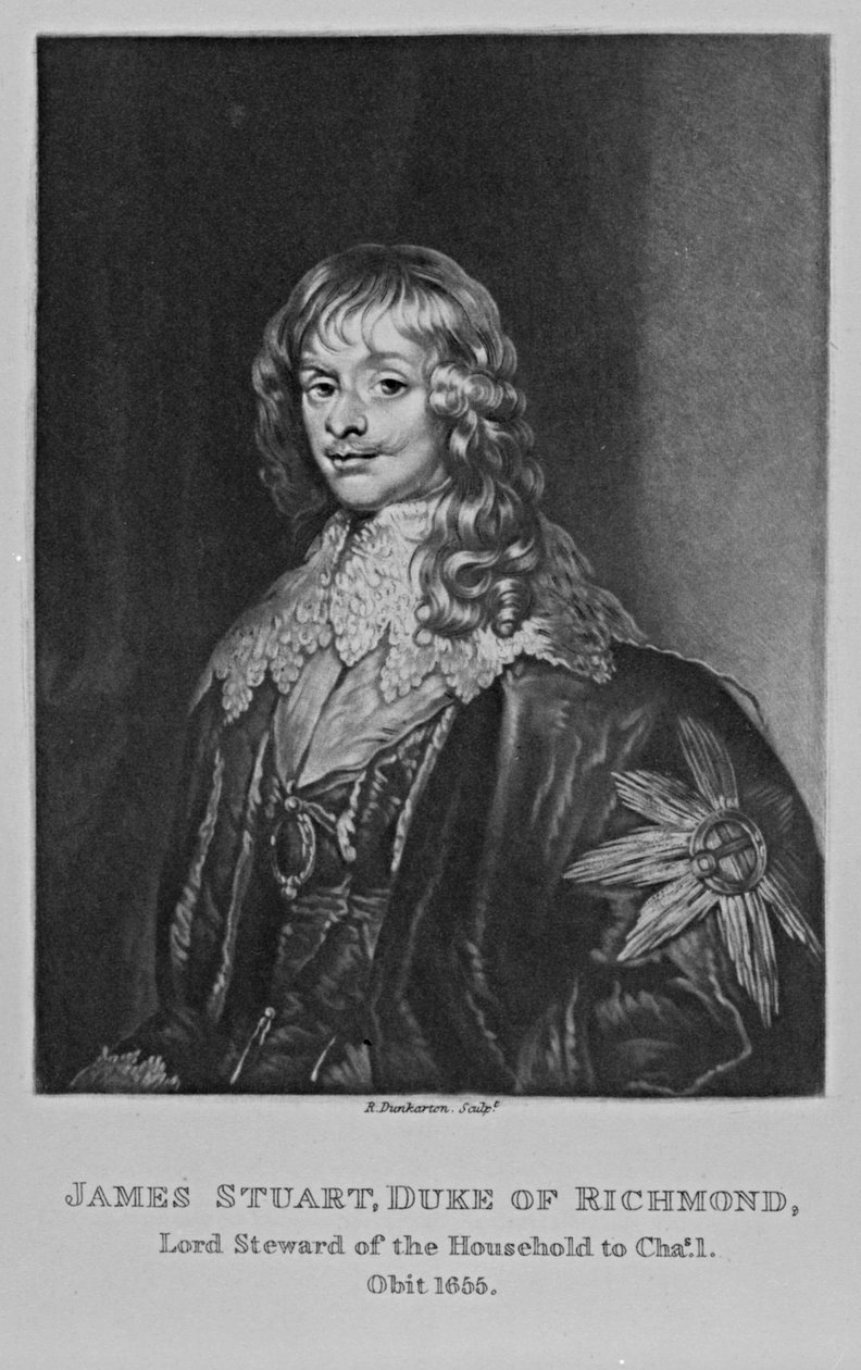 Portrett av James, 1st Duke of Richmond, fra "Characters Illustrious in British History" av Richard Earlom og Charles Turner av English School