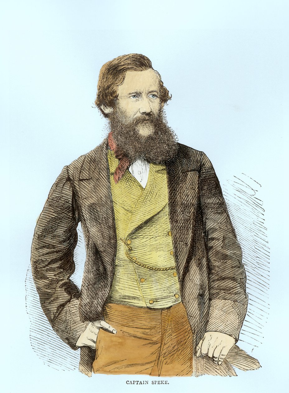 Portrett av John Hanning Speke (1827-64) (senere fargelegging) av English School