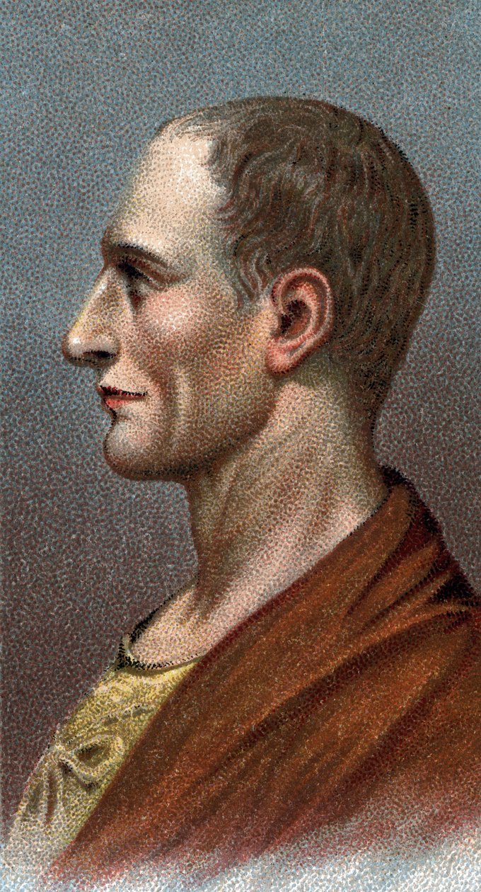 Portrett av Jules Cesar - Julius Caesar - Fra serien "" Leaders of Men"" - Chromolithography - English School, 20. århundre - av English School
