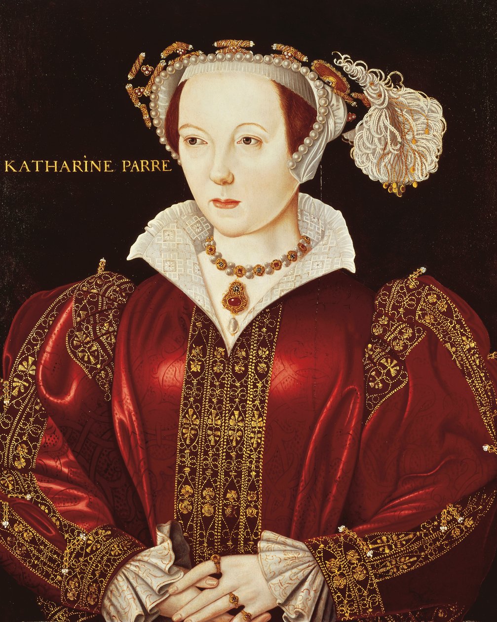 Portrett av Katherine Parr, ca. 1545 (olje på panel) av English School