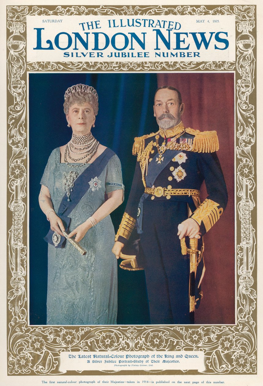 Portrett av kong George V (1865-1936) og dronning Mary (1867-1953) fra The Illustrated London News, 4. mai 1935 av English School