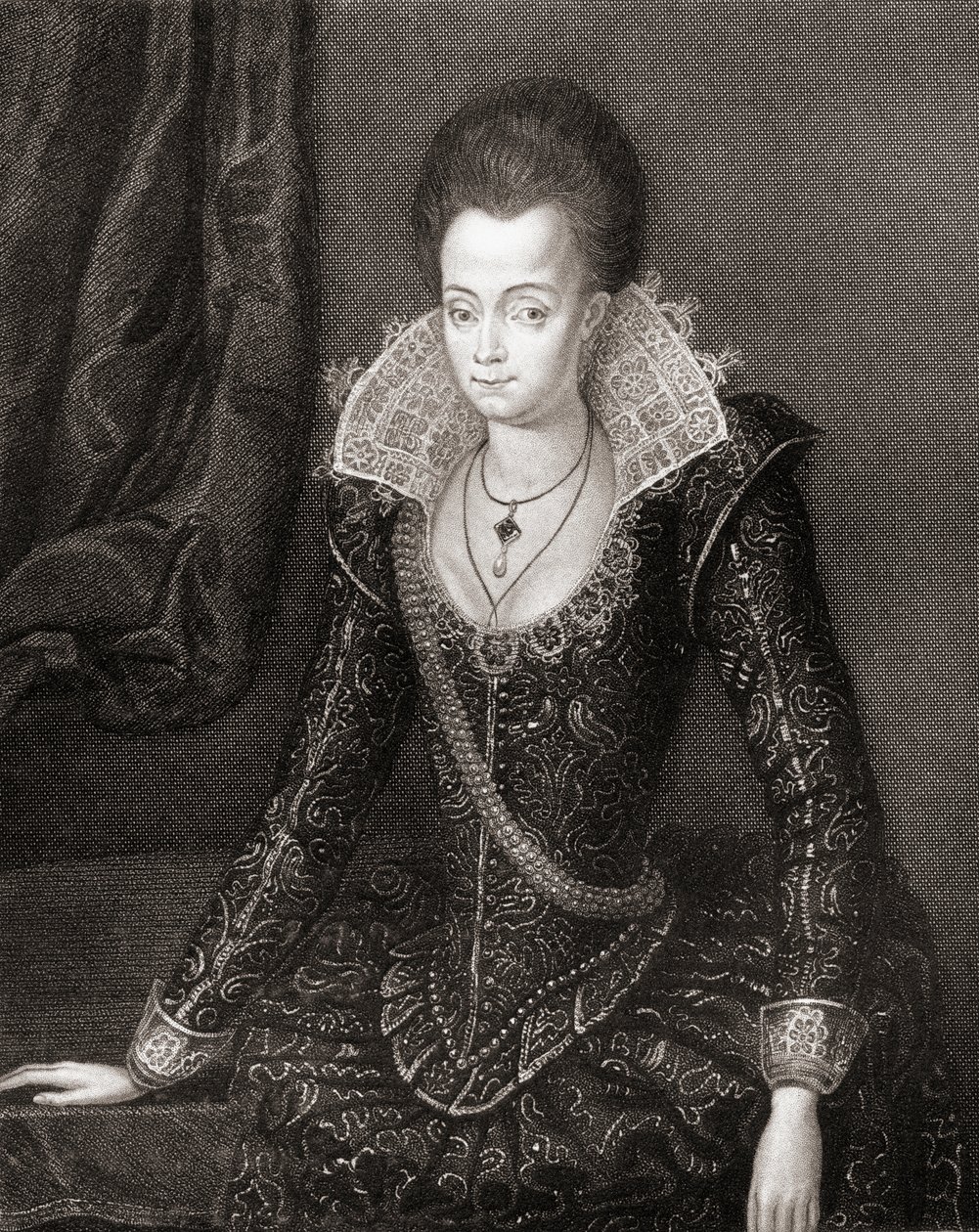 Portrett av Lady Arabella Stuart (1575-1615) fra Lodges British Portraits, 1823 av English School