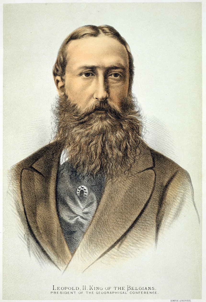 Portrett av Leopold II (1835–1909), konge av Belgia (1865–1909) av English School
