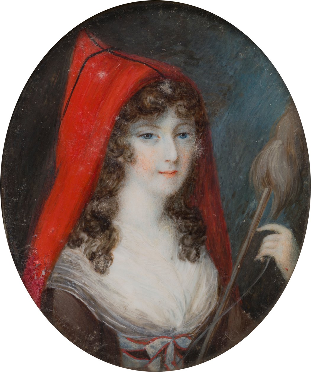 Portrett av Lucy Byng, Ist Countess of Bradford (1766-1844), ca. 1786-1844 (olje på lerret) av English School