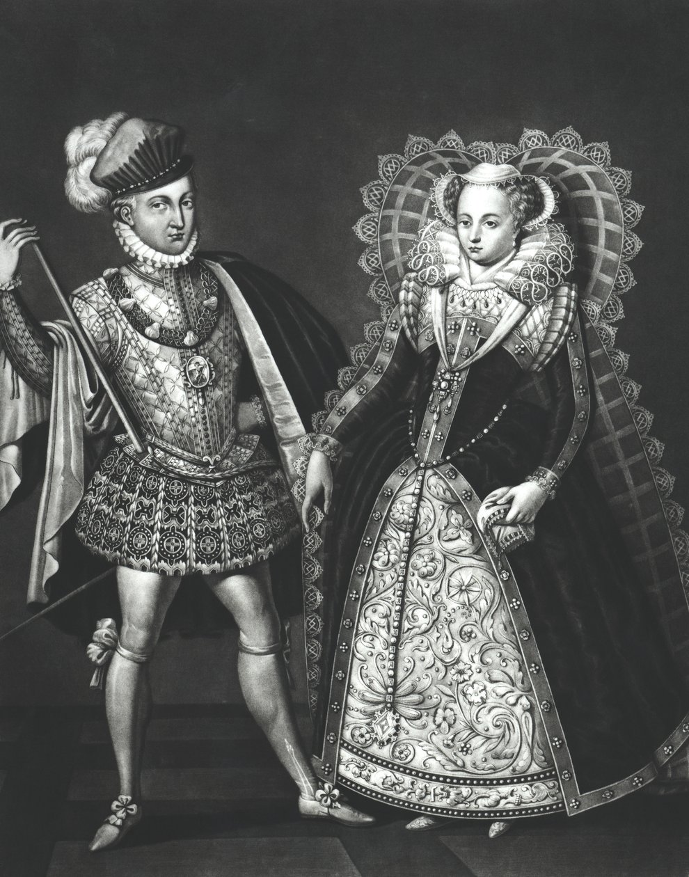 Portrett av Mary Queen of Scots (1542-87) og Henry Stewart, Lord Darnley (1545-67), 29. juni 1565 av English School
