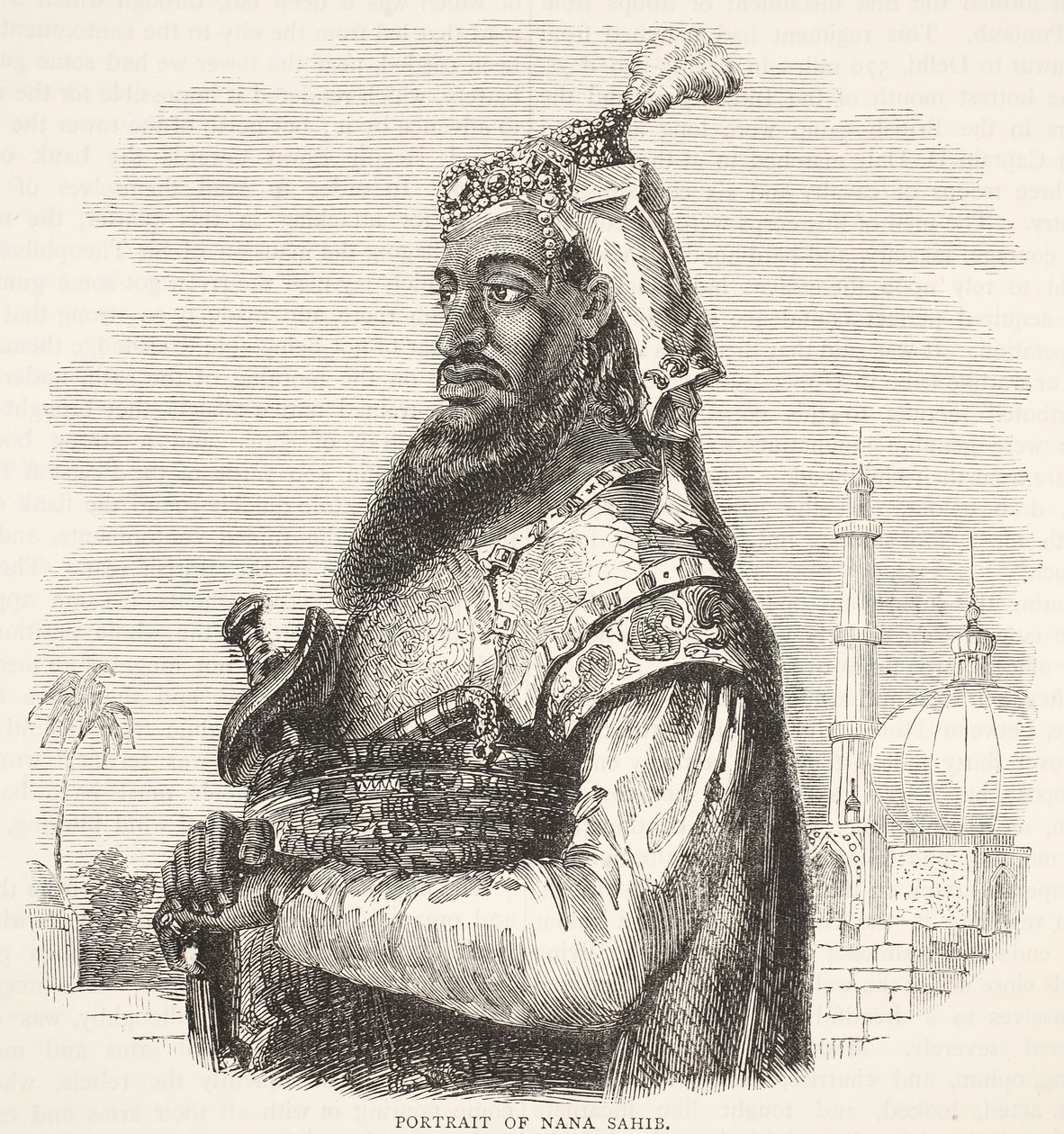 Portrett av Nana Sahib, illustrasjon fra Cassells Illustrated History of England av English School
