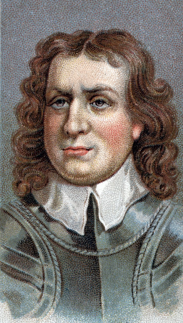 Portrett av Oliver Cromwell (1599-1658). Engelsk militær og politiker - Olivier (Oliver) Cromwell (1599-1658) - Fra serien "" Leaders of Men"" - Chromolithography - English School, 20. århundre - av English School