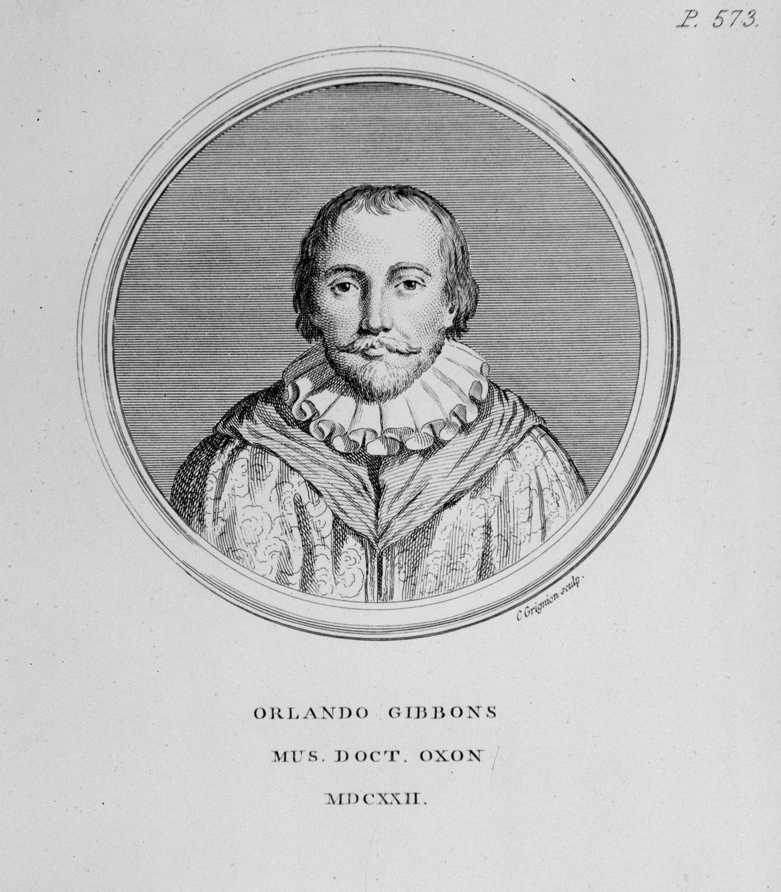 Portrett av Orlando Gibbons (1583-1625) britisk komponist av English School
