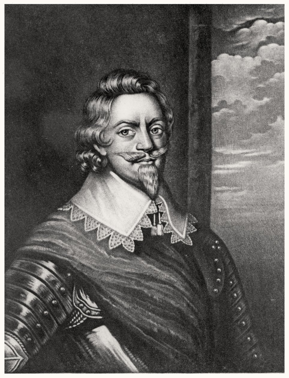 Portrett av Patrick Ruthven, jarl av Brentford (ca. 1573-1651) gravert av Richard Earlom (1743-1822) og Charles Turner (ca. 1773-1857) fra Illustrious Characters in British History (mezzotint) (bw phot) av English School