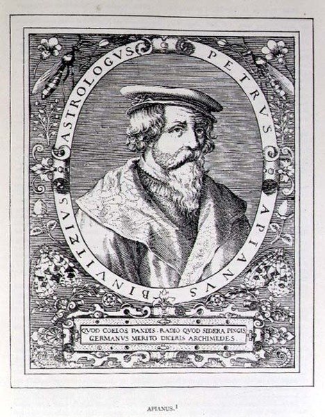 Portrett av Petrus Apianus (1501-52) fra The Narrative and Critical History of America, redigert av Justin Winsor, London, 1886 av English School