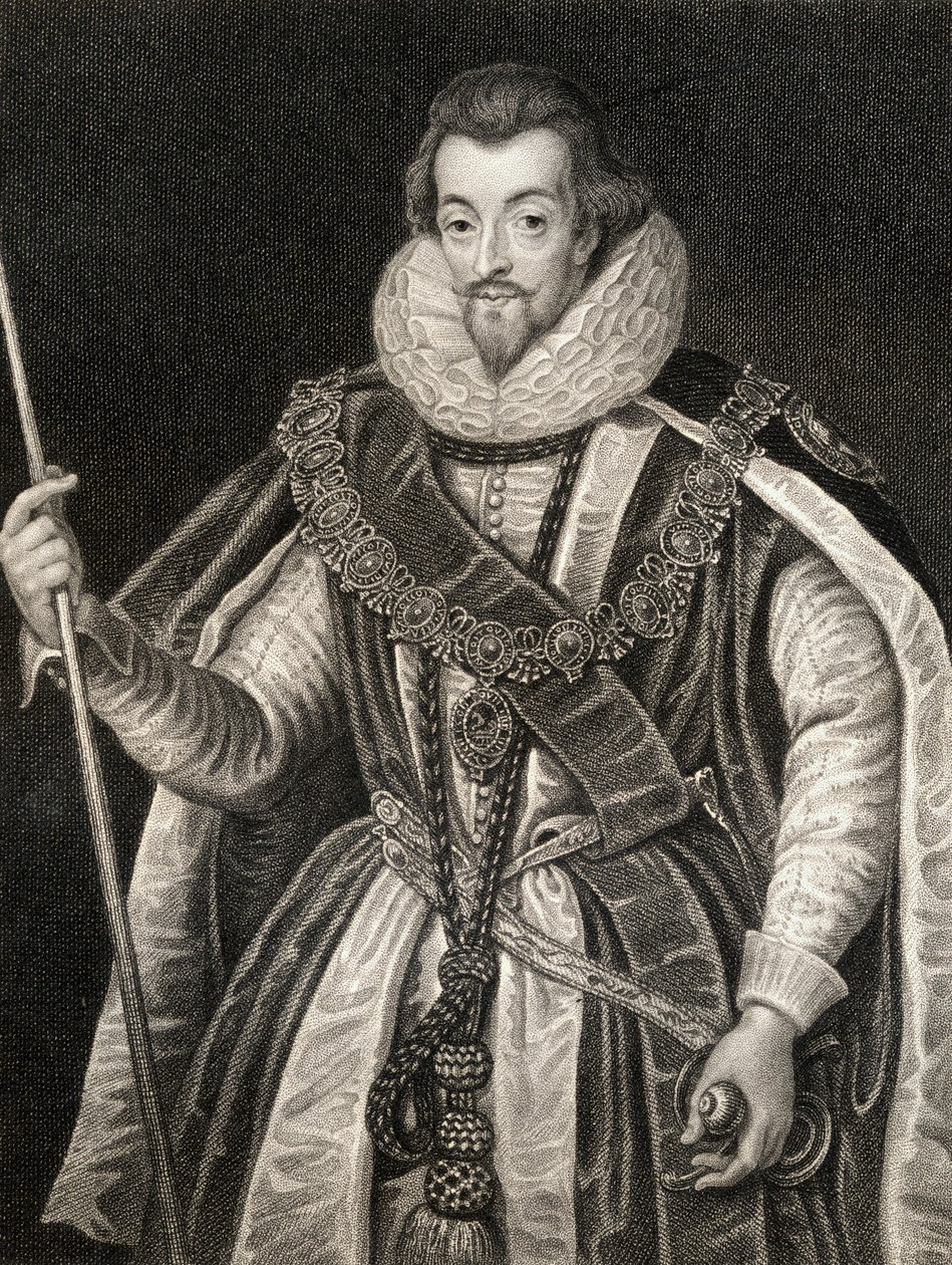 Portrett av Robert Cecil, 1. jarl av Salisbury (1563-1612), fra Lodges British Portraits, 1823 av English School