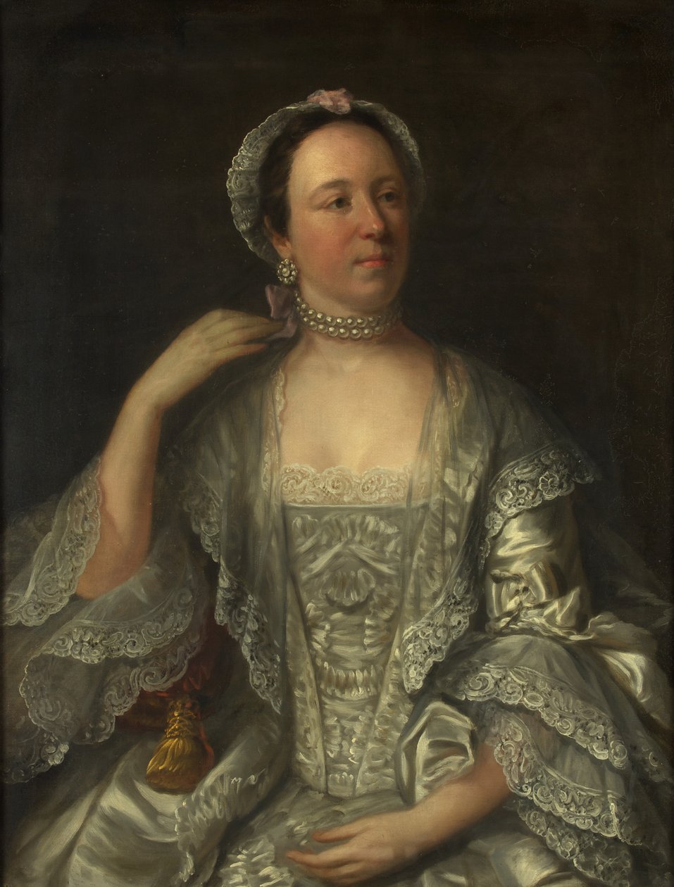 Portrett av Sarah Page (olje på lerret) av English School
