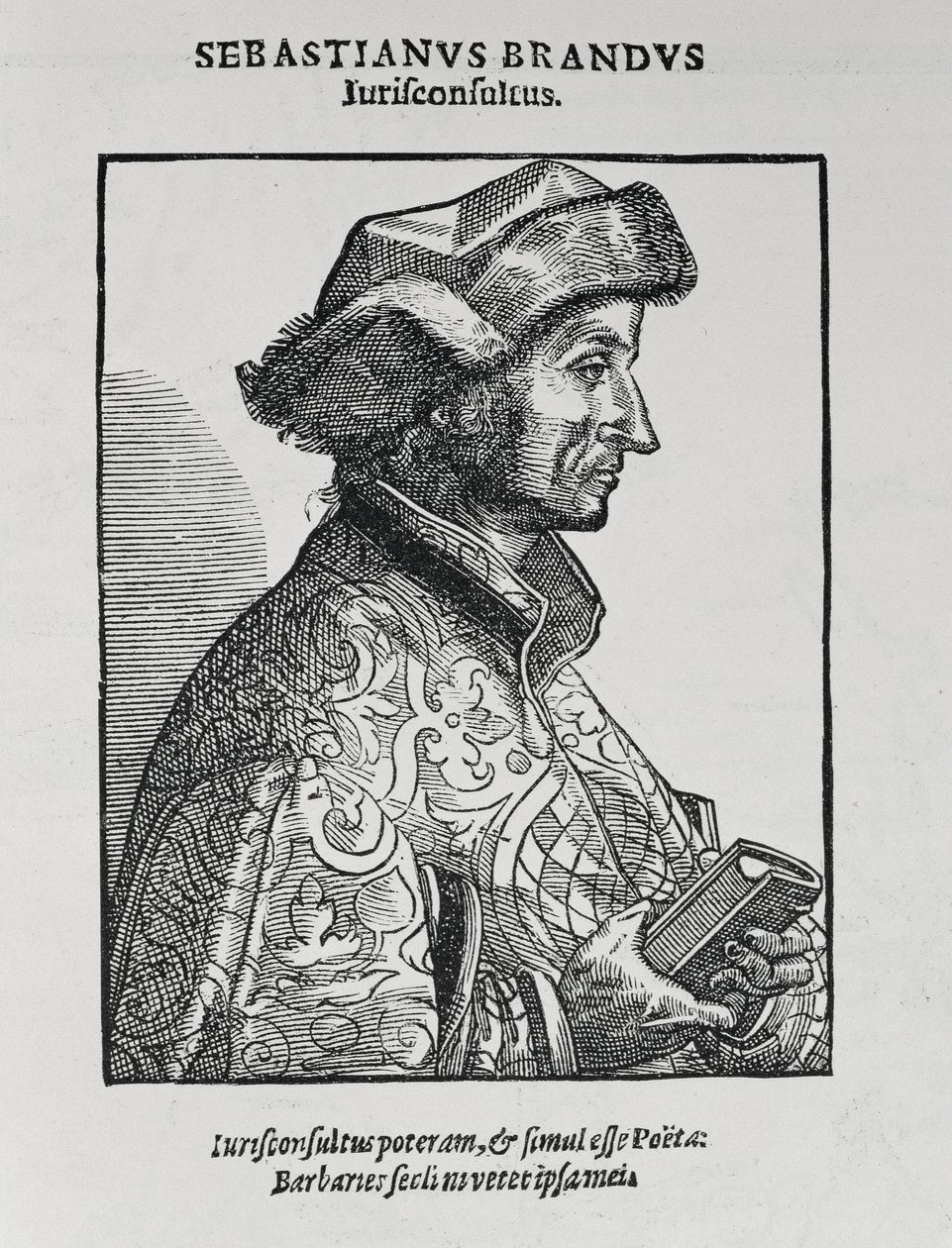 Portrett av Sebastian Brant (ca. 1458-1521) fra The Narrative and Critical History of America, redigert av Justin Winsor, London, 1886 av English School