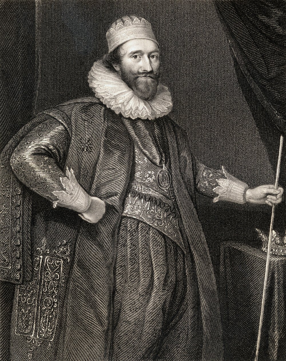 Portrett av Stuart Lodowick, 2. hertug av Lennox og 1. hertug av Richmond, fra Lodges British Portraits, 1823 av English School