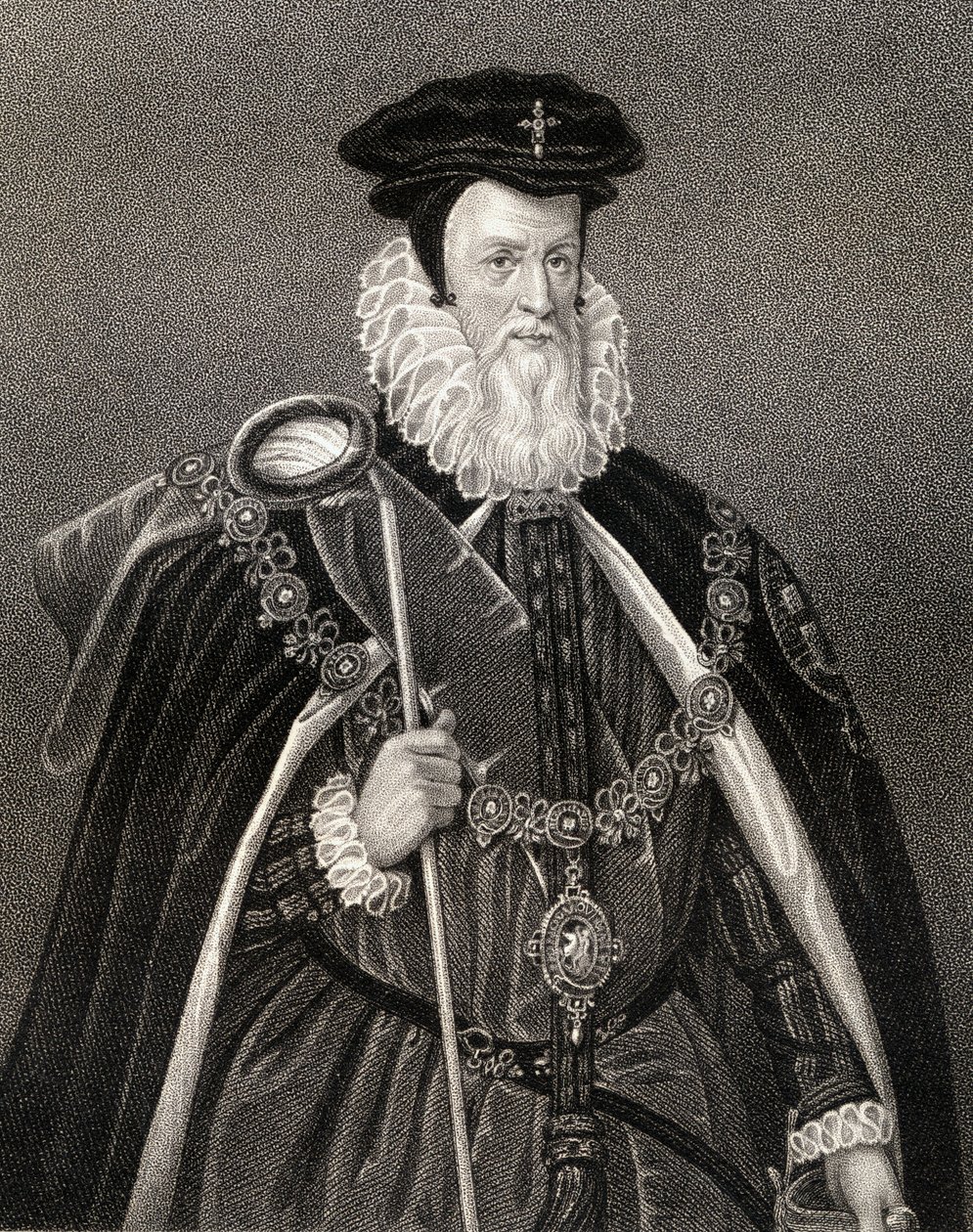 Portrett av William Cecil (1520-98) Lord Burghley, fra 