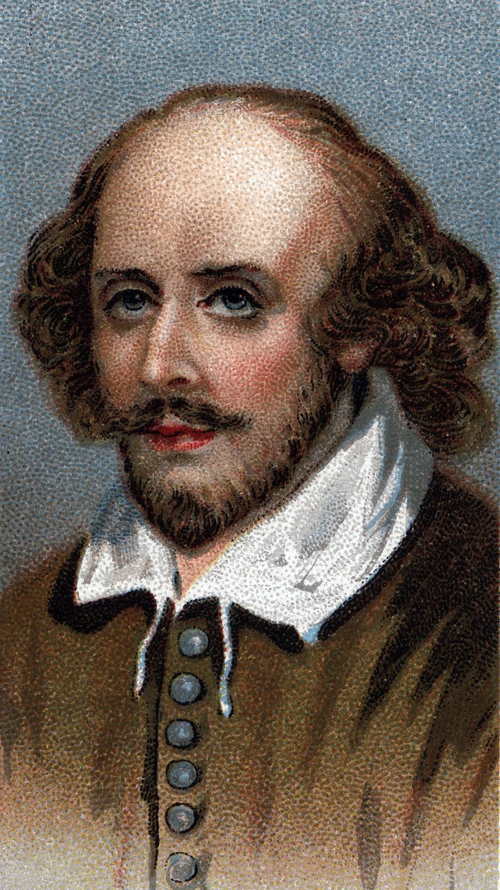 Portrett av William Shakespeare, engelsk dramatiker - Fra serien "" Leaders of Men"" - Chromolithography - English School, 20. århundre - av English School
