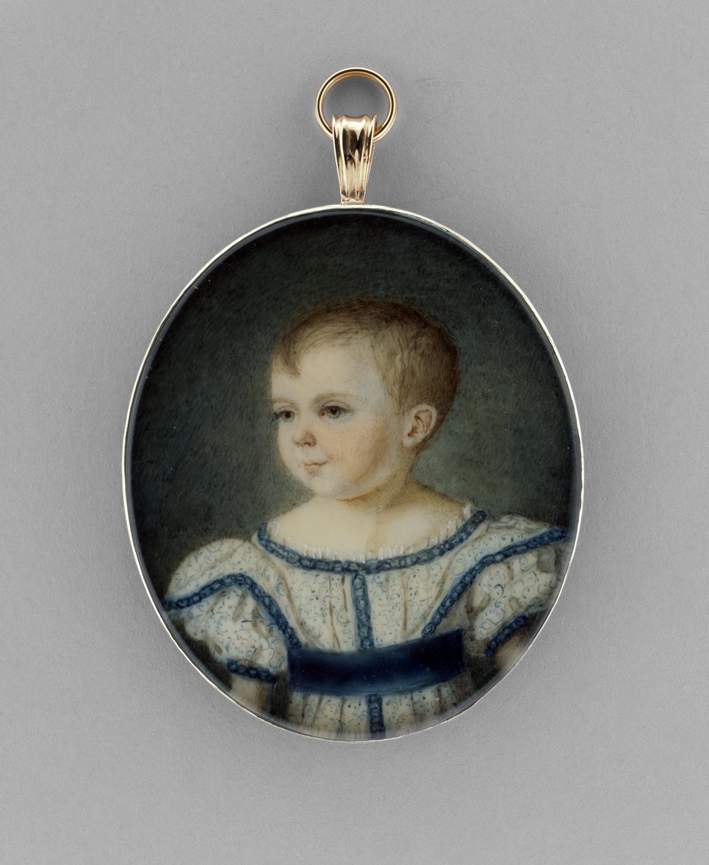 Portrait of a Boy, ca. 1820-30 (akvarell på elfenben, forgylt og glass) av English School