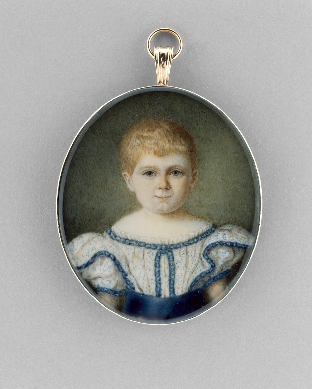 Portrait of a Boy, ca. 1820-30 (akvarell på elfenben, forgylt og glass) av English School