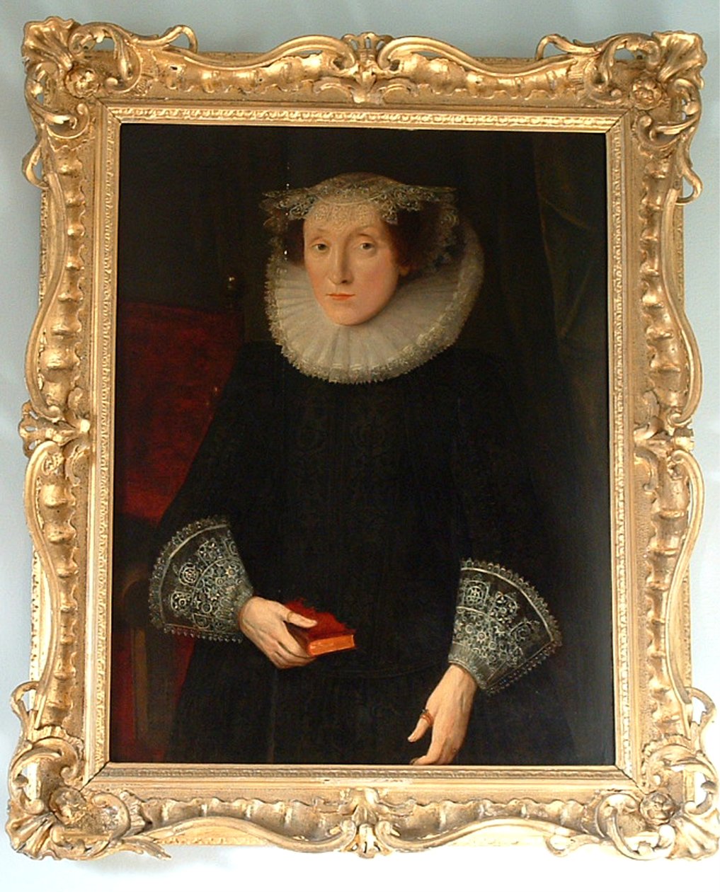 Portrett av en dame (olje på lerret) av English School