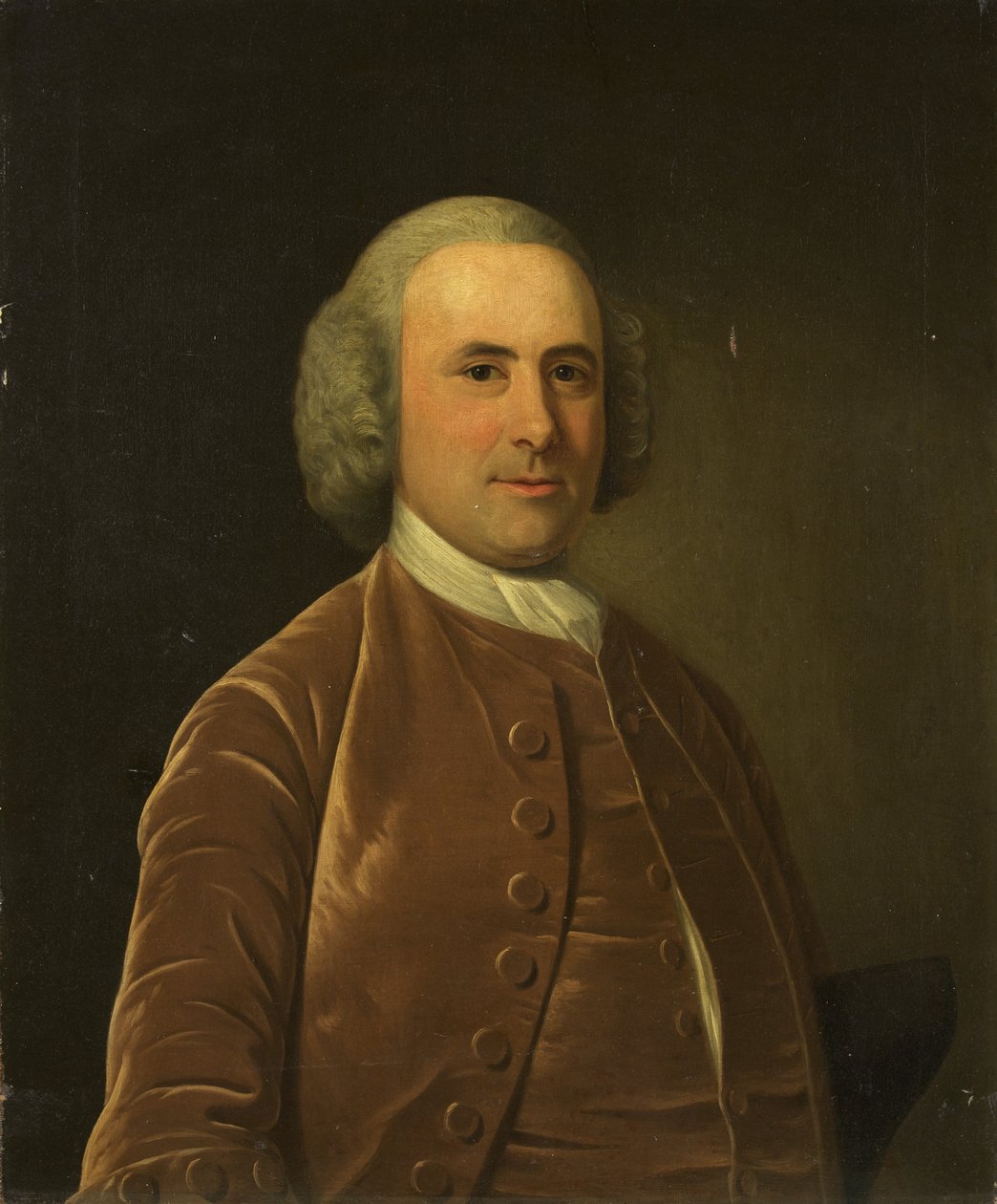 Portrett av en mann i brun frakk og vest (olje på lerret) av English School