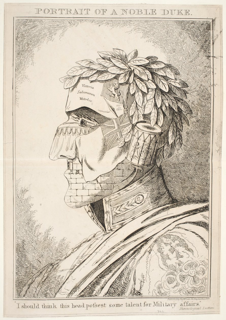 Portrett av en edel hertug, jeg skulle tro at dette hodet har noe talent for militære anliggender, pub Thos McLean, 1829 av English School