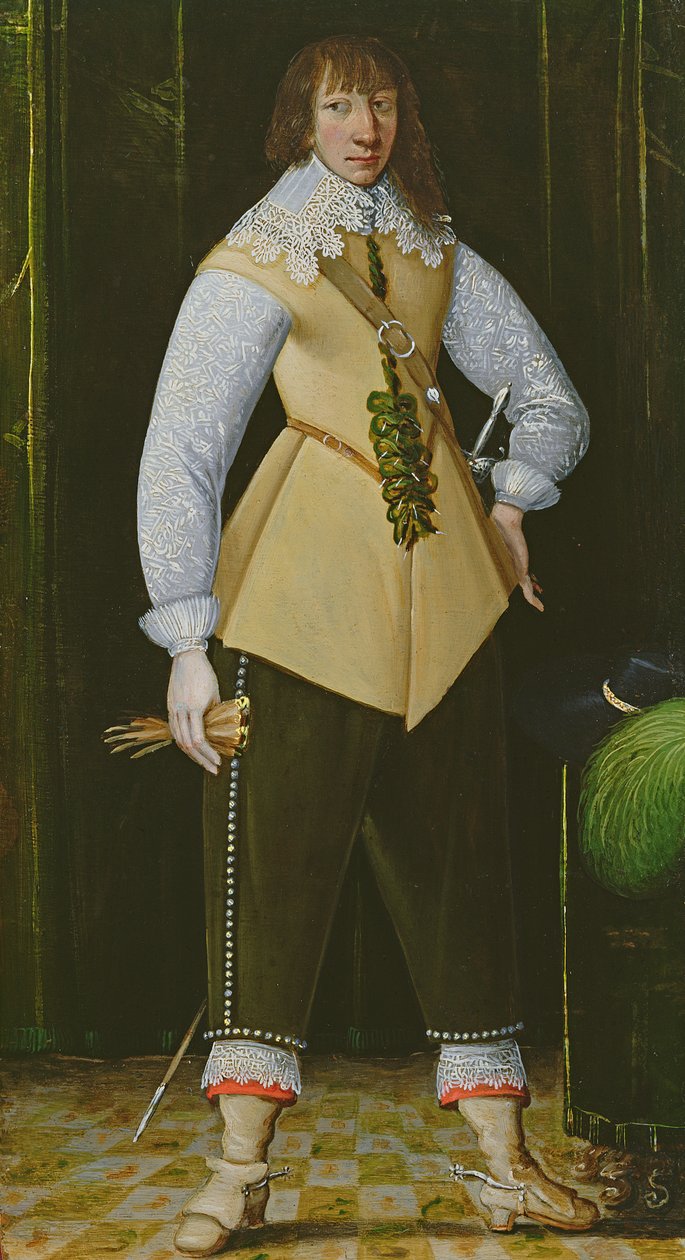 Portrett av en royalistisk kavalerioffiser, ca. 1640 (olje på kobber) av English School