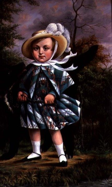 Portrett av barn med en svart hund, ca. 1830 av English School