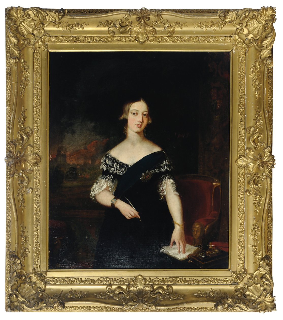 Portrett av den unge dronning Victoria av English School
