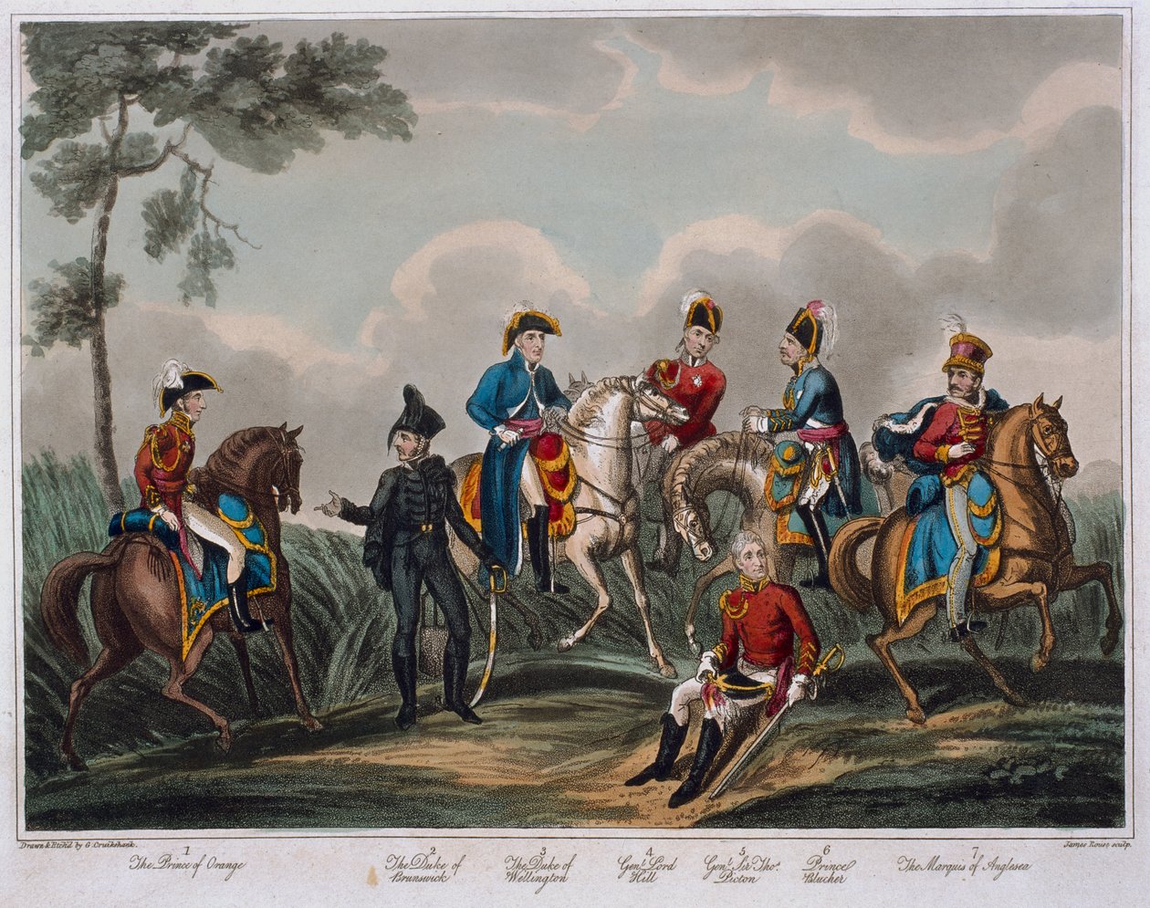 Portraits of the General Officers, fra An Historical Account of the Battle of Waterloo, utgitt av M. Colburn, 1817 (farget akvatint) av English School