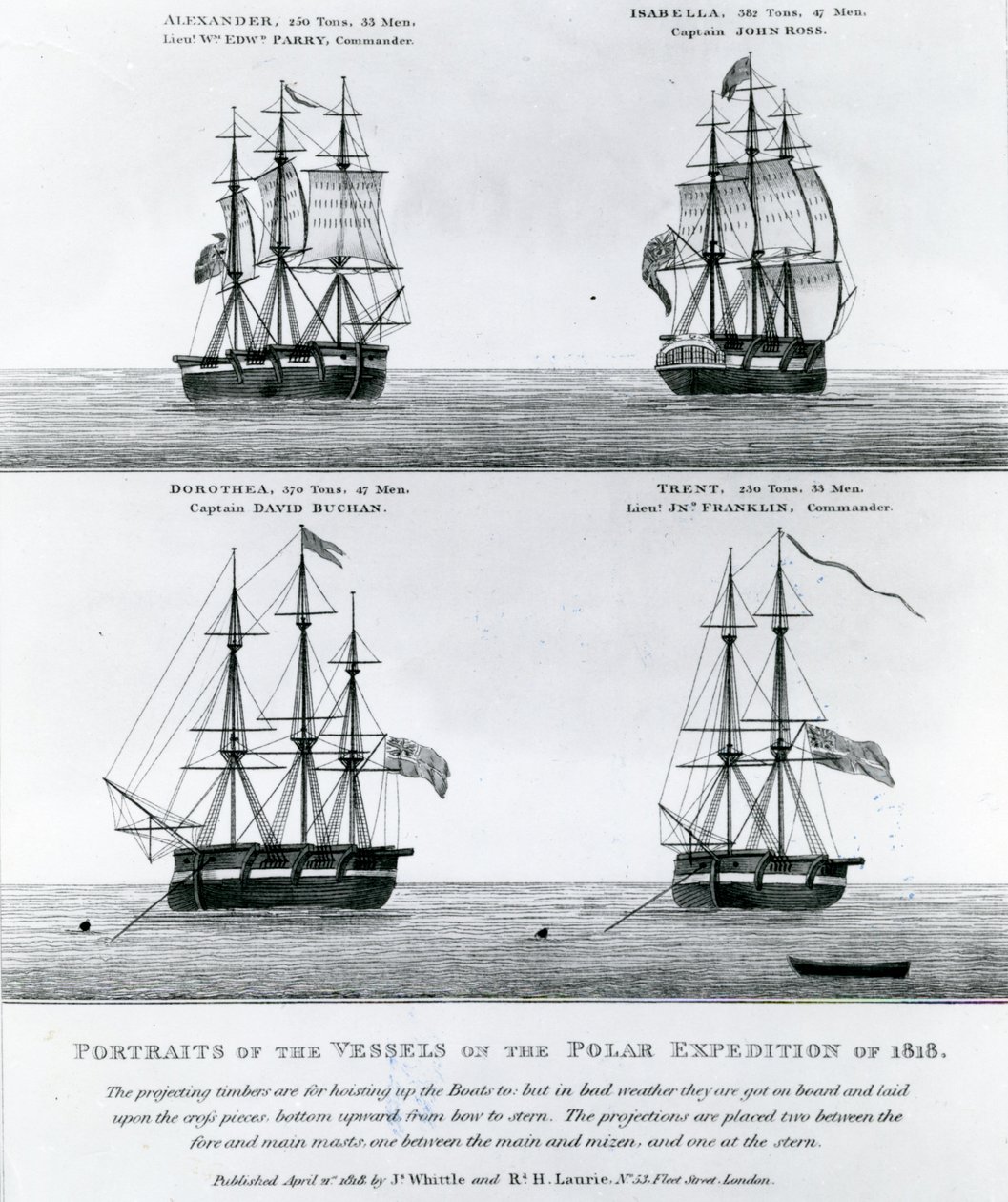 Portraits of the Vessels of the Polar Expedition of 1818 (engraving) av English School
