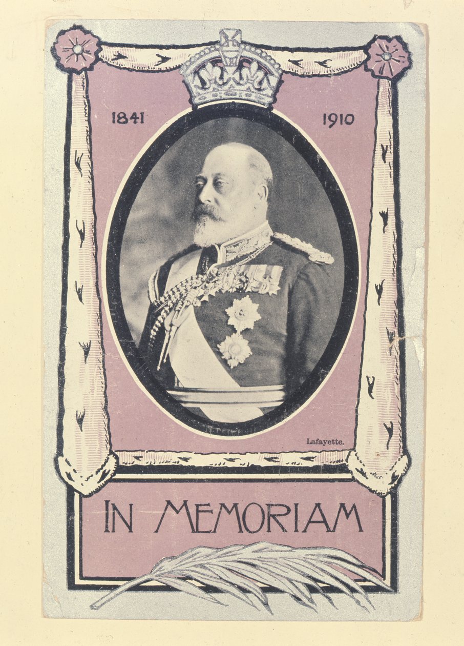 Postkort til minne om Edward VIIs død, ca. 1910 av English School
