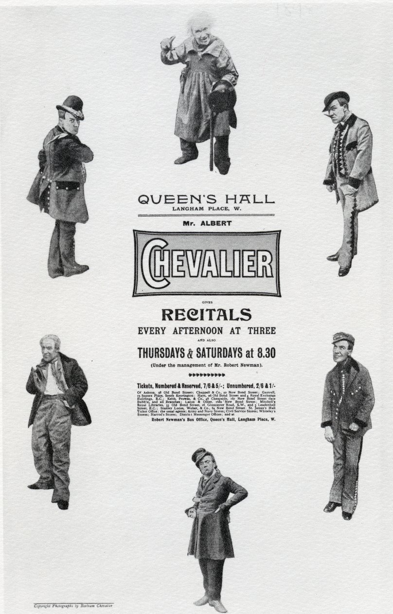 Plakat som reklamerer for Albert Chevaliers konsert i Queen