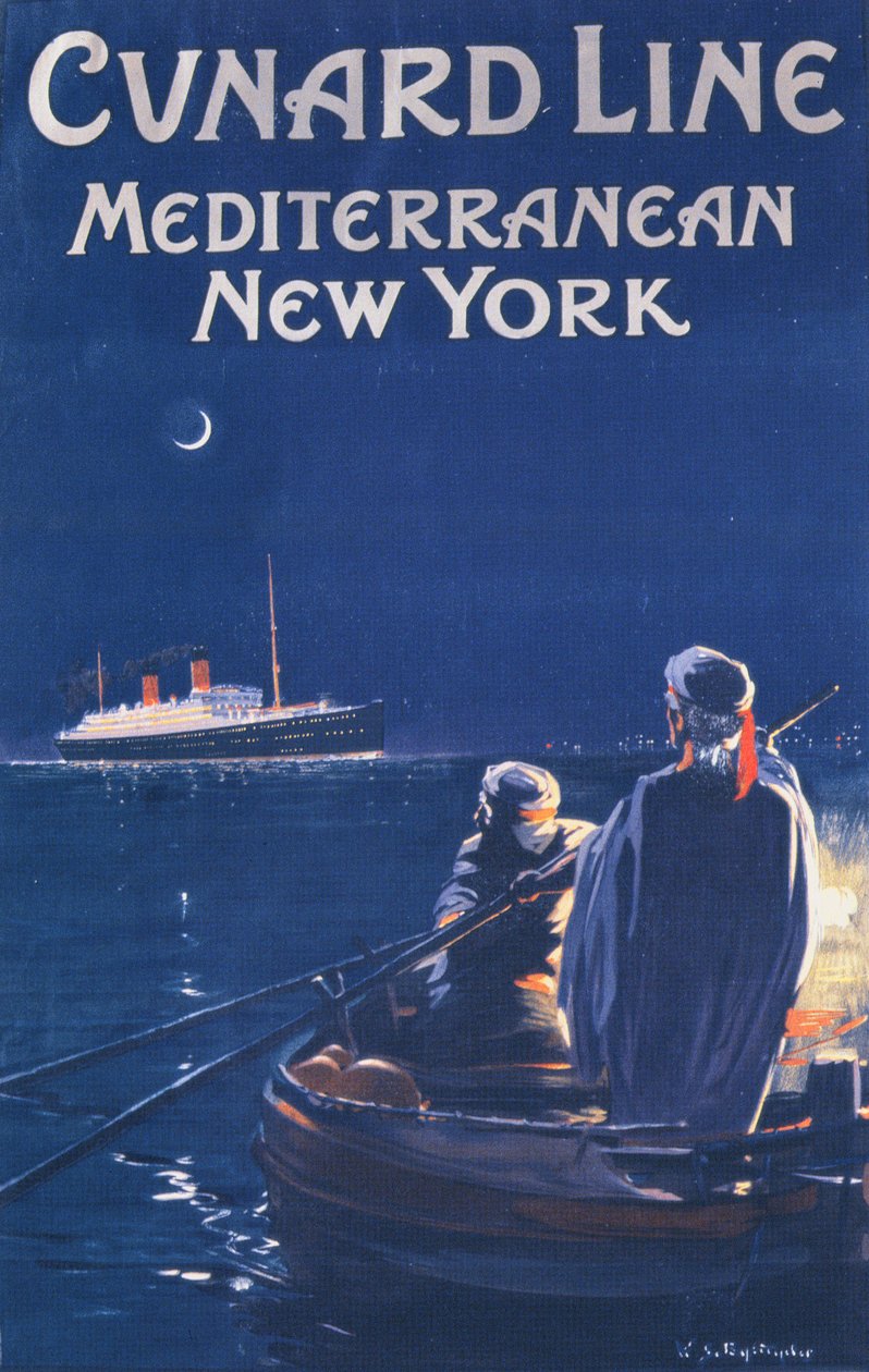 Plakat som reklamerer for Cunard Line av English School