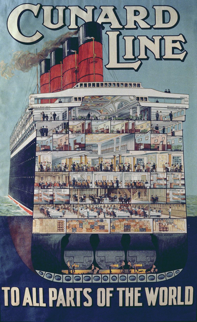 Plakat som reklamerer for Cunard Line av English School
