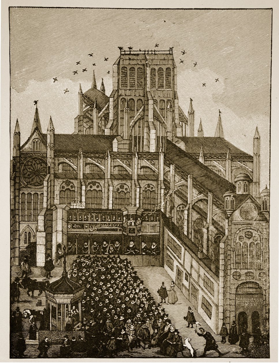 Forkynnelse for kongen og prinsen av Wales ved Pauls Cross i 1616, etter et maleri fra 1600-tallet av English School