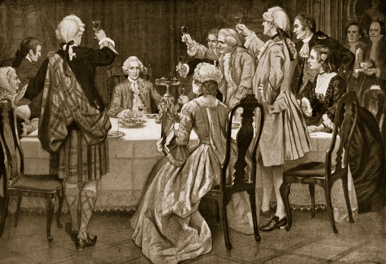 Prins Charles Edward ved Holyrood, illustrasjon fra Hutchinsons Story of the British Nation, ca. 1923 av English School