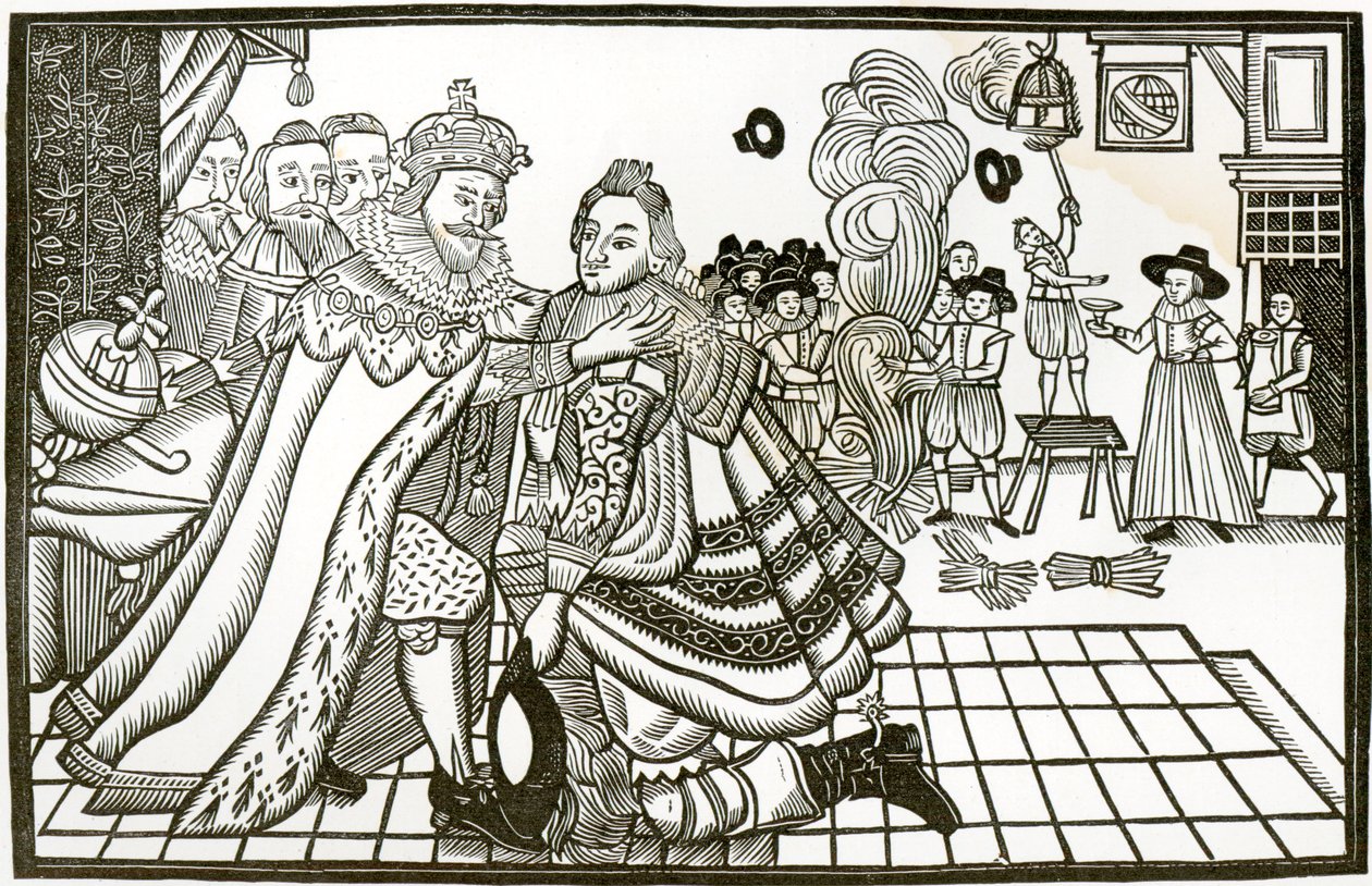 Prins Charless velkomsthjem fra Spania, 1623 (litho) av English School