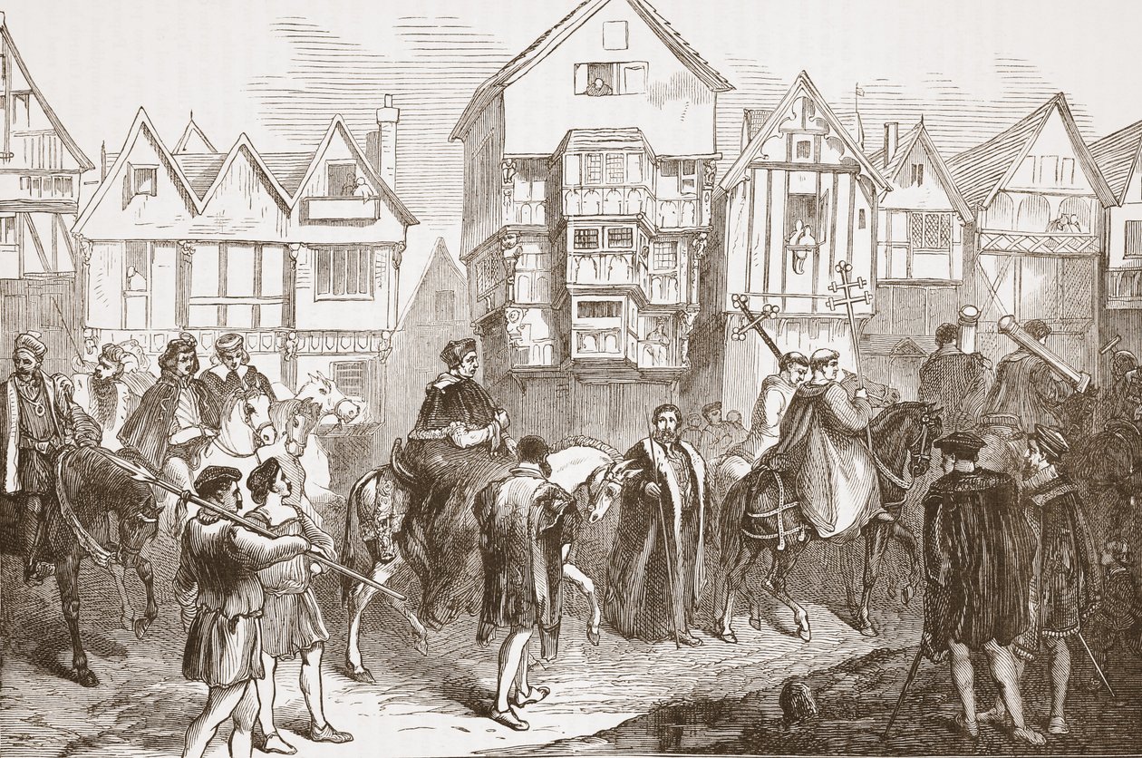 Procession of Wolsey til Westminster Hall, illustrasjon fra The History of Protestantism av James Aitken Wylie (1808-1890), pub. 1878 av English School