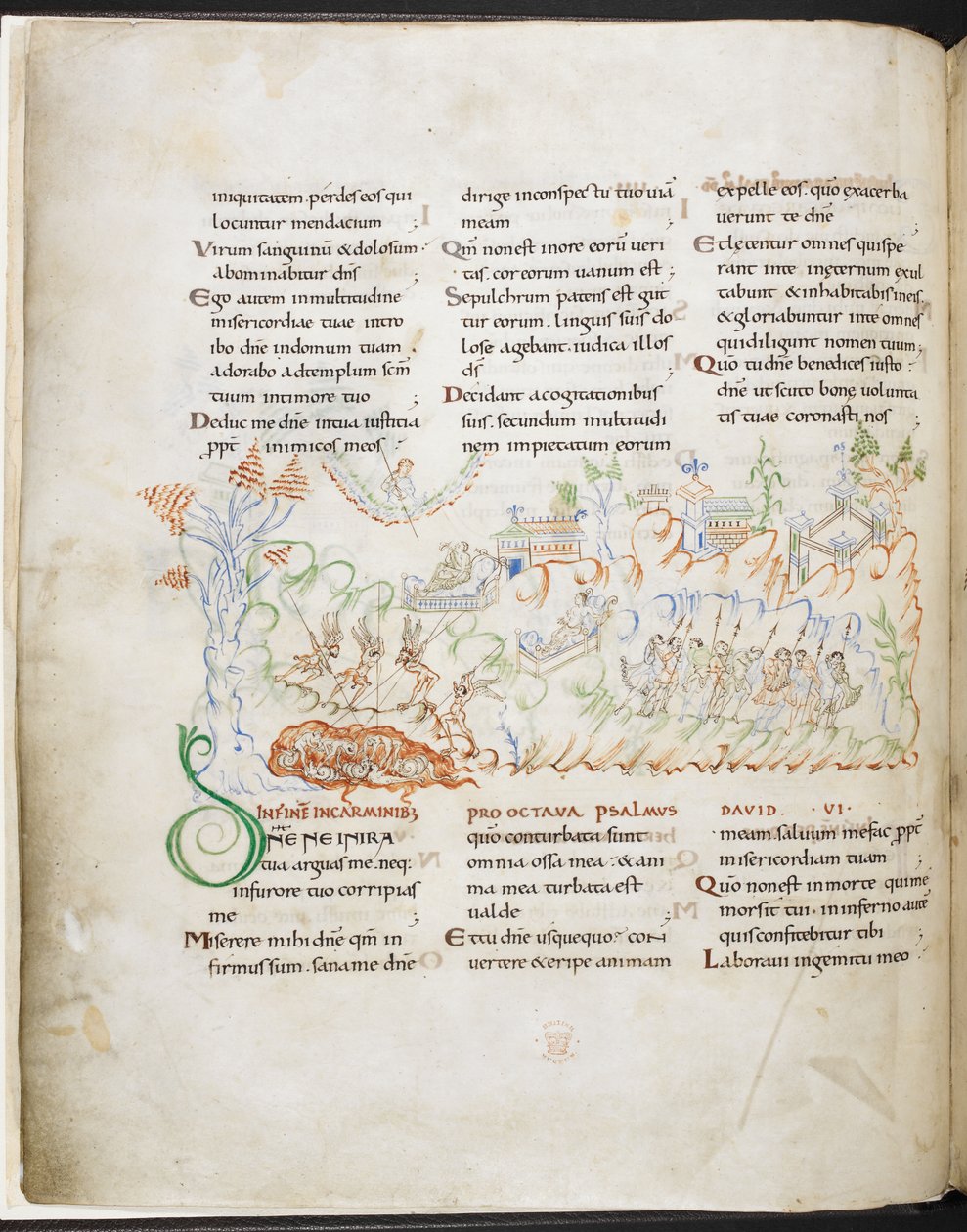 Salme 6 fra Harley Psalter, Harley MS 603 f.3v av English School