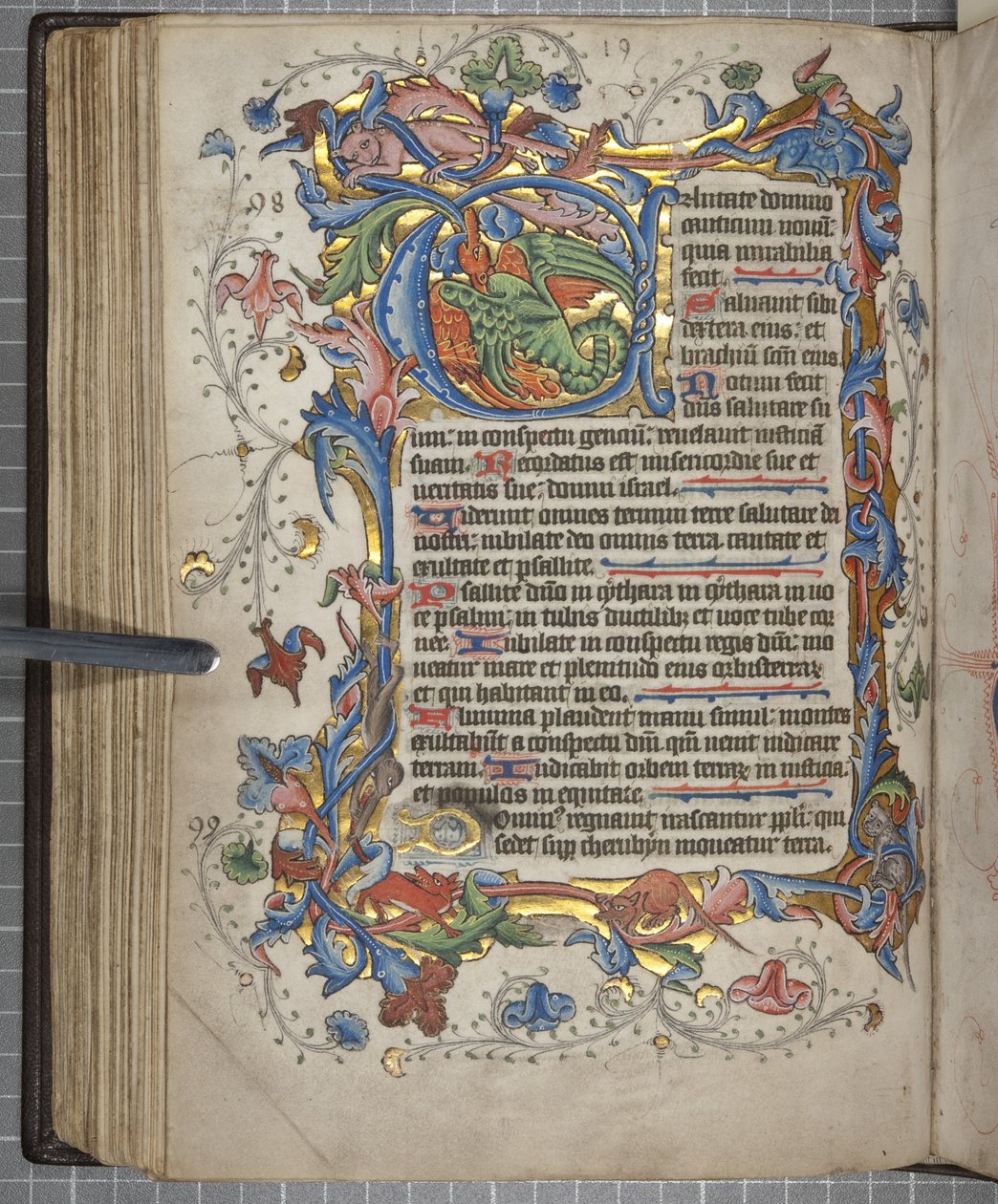 Psalter med Sarum brukskalender, Fol 72 verso, ca. 1425-75 (blekk, maling og gull på vellum) av English School